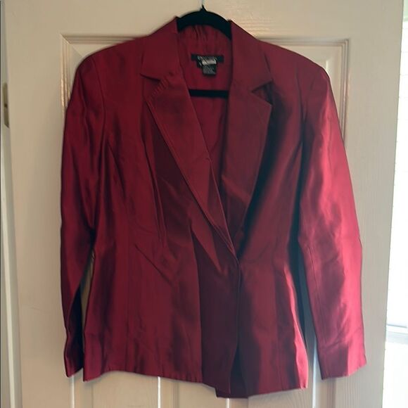 Etcetera Red Blazer Structured 100% Silk Jacket - Picture 3 of 5